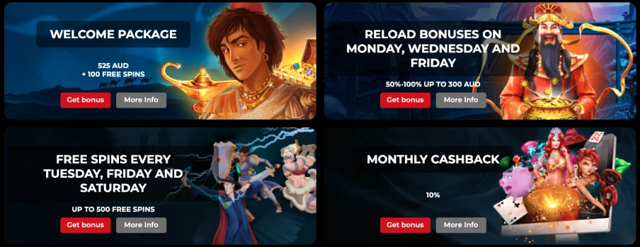 Casino4u description of casino game bonuses